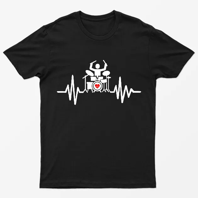 Heartbeat Drum Lovers Gift Lifeline Drumming Drummer Top Mens T shirts#M#P1#PR 9