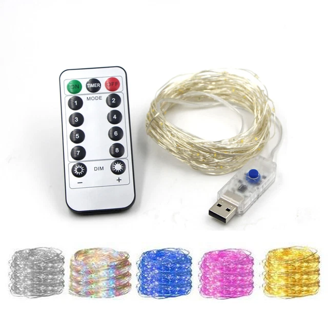 USB 20m LED String Fairy Lights Copper Wire Twinkle USB Wedding Party w/ Remote