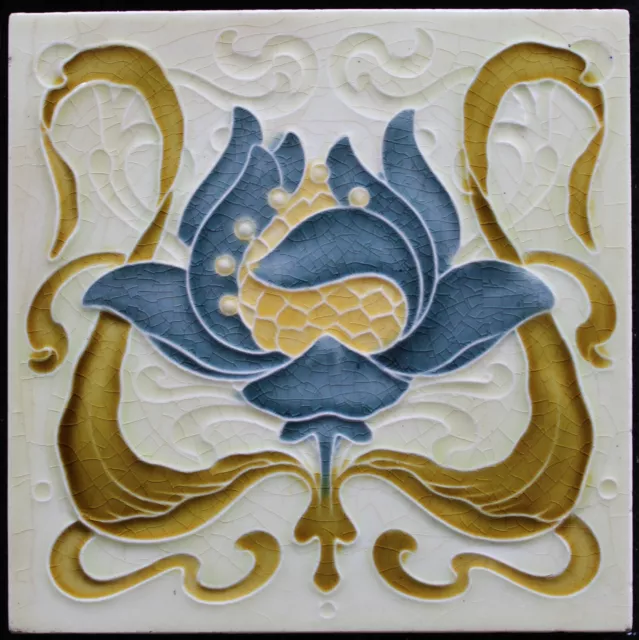 Attractive Original  antique Art Nouveau tile C 1900 Malkin Tile Works England