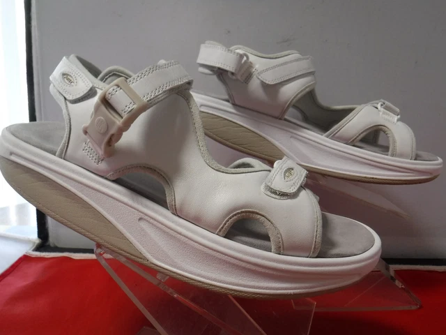 Women's 11 - 11.5 EU 42 MBT Kimsu 3S White Leather Rocker Walking Sandals 700366