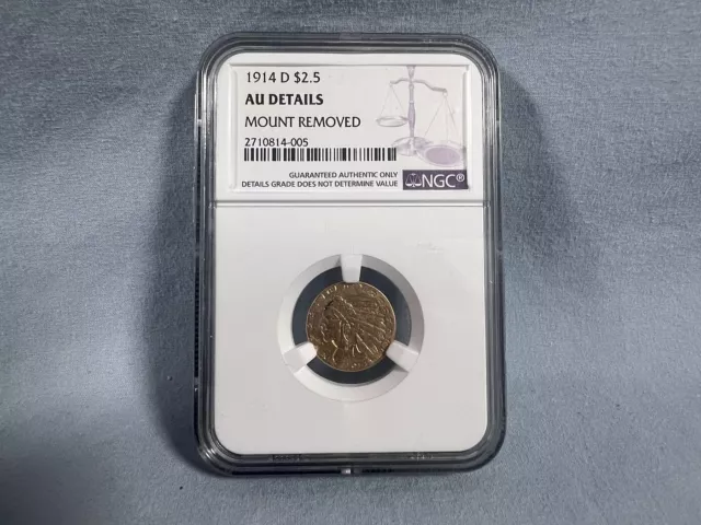 1914-D Indian Head $2.5 Gold Quarter Eagle NGC AU Details