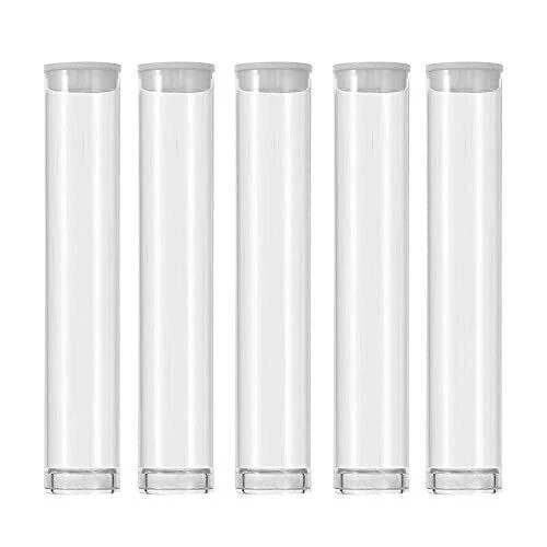 100 PACK Plastic Clear PVC Tube Transparent Storage Empty Cartridges with Caps