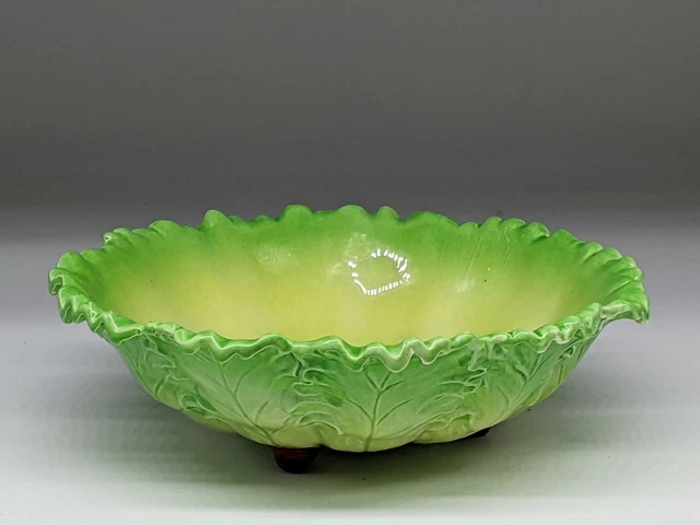 Vintage SEYEI Japan Majolica Cabbage Lettuce Leaf Salad Bowl