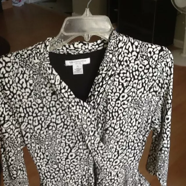 Liz Claiborne women's dress, Size PL petite large black & white flowers