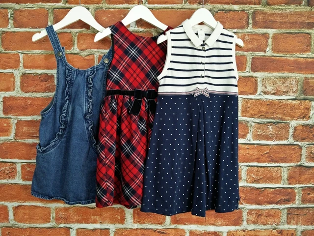 Girls Bundle Aged 4-5 Years Jasper Conran H&M Next Dresses Tartan Dungaree 110Cm