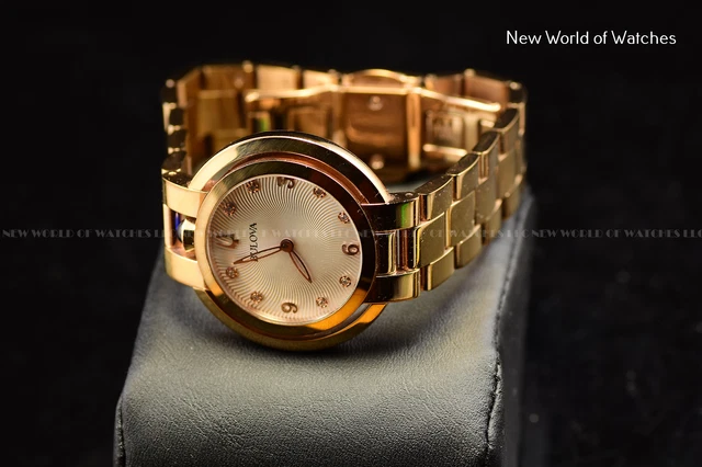 OROLOGIO BULOVA DONNA Rubaiyat 36 mm Oro Rosa Zaffiro Acciaio Inox 97P130 EUR 164 55 PicClick IT