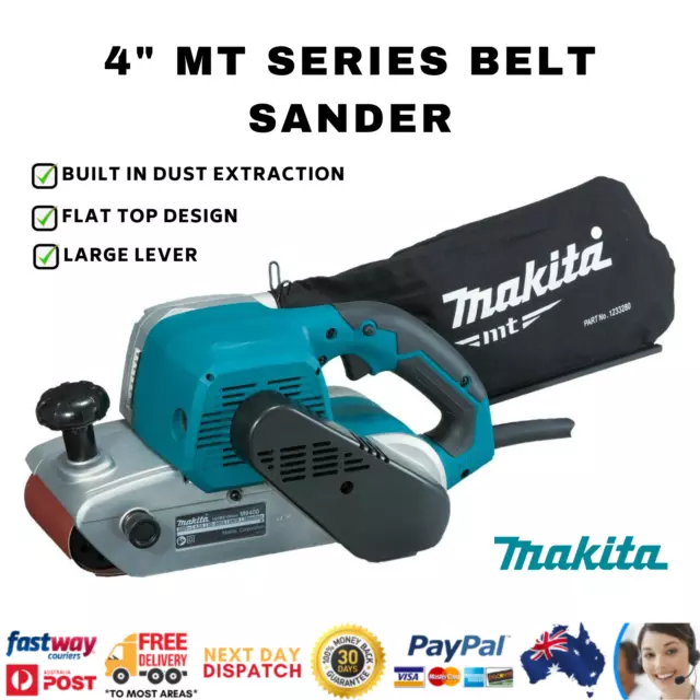 Makita Belt Sander MT Series 100mm 4" Handheld Power Tool W/Dust Extraction 940W