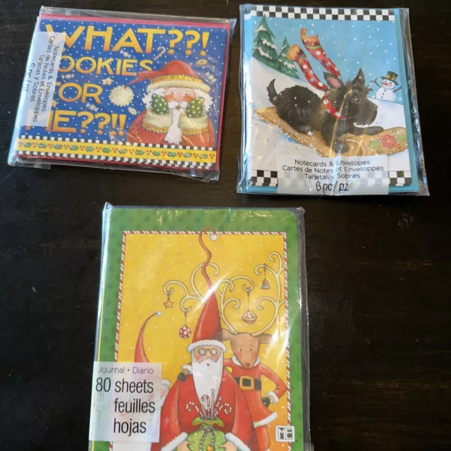 Mary Engelbreit Lot/3 All NIP: Christmas Cards 2 Sets Of 6, Santa Journal 80 Pg