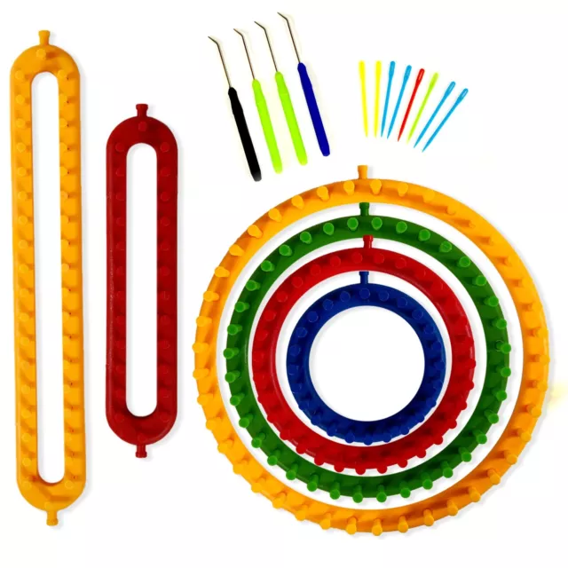 Olikraft Knitting Loom Tool Kit – Set of Circular Round Long Rectangular Loom