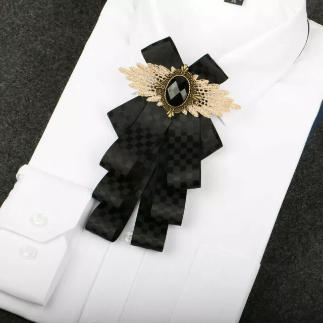 Men Pre-Tied Ribbon Rhinestone Neck Bow Tie Necktie Bow Knot Wedding Dinner Chic