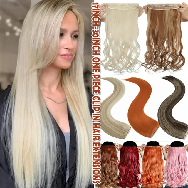 Real as Human Hair Extensions Clip in One Piece 5Clips Thick Highlight Ombre US