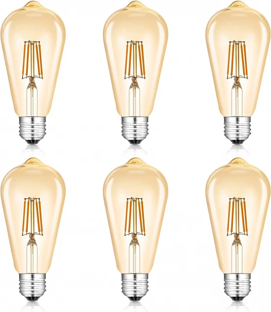 Fousômo Vintage Light Bulbs ST64 G80 Antique Style LED Edison 6 Pack, St64