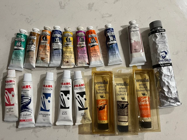 Lot Of 17 Vintage Winsor & Newton, Pearl, Permalba, Van Gogh Oil Color Paint