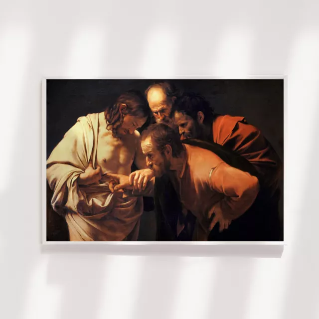 Caravaggio - The Incredulity of Saint Thomas (1602) Poster Art Print Painting 2