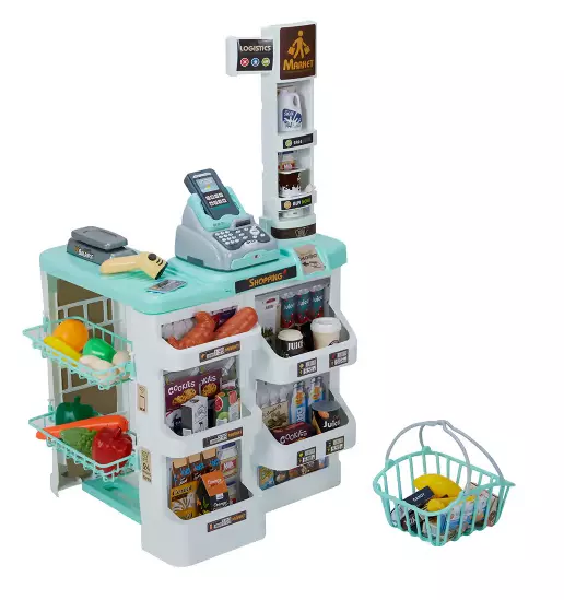 Kids Grocery Store Cashier Play Set Cash register with opening drawer function