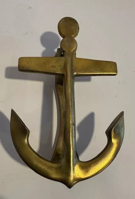 Vintage Solid Brass Boat Anchor Door Knocker - Nautical Marine