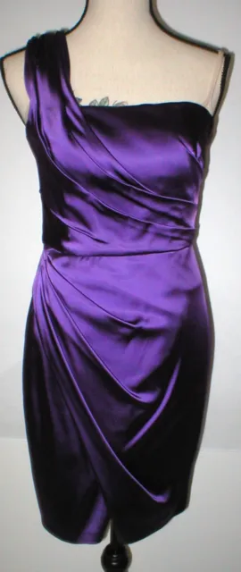 New NWT $485 Womens 6 Jill Jill Stuart Purple Satin One Shoulder Dress Beautiful