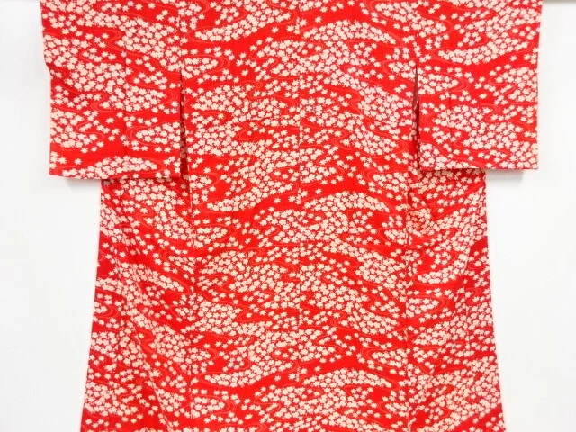 35836# Japanese Kimono / Antique Hitoe Juban / Stream & Sakura & Maple L