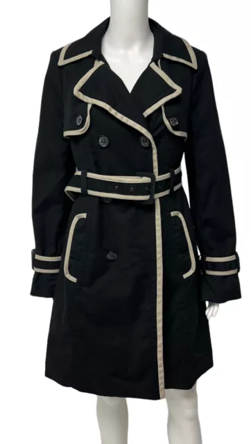 The Limited Women's Black Collared Long Double Breasted Trench Coat Size M