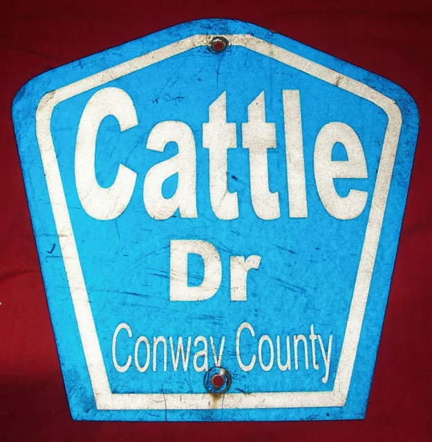 Vintage Metal Sign Cattle Dr Conway County Dairy Cow Street Road Cow Collectible