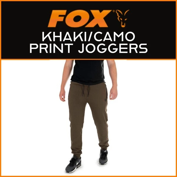Fox Khaki/Camo Print Joggers - All Sizes | New - Carp Fishing Clothing Range