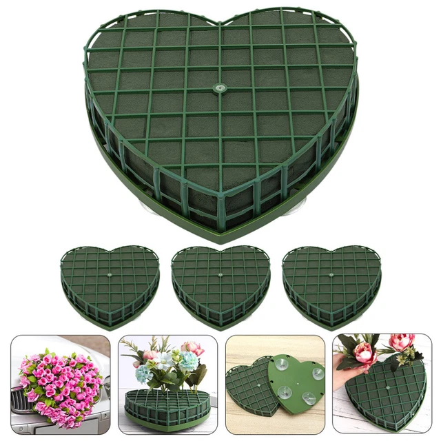 4 Pcs Nasser Blumenschlamm Blumenblöcke Blumenton Herzform Autoschalen Schwamm