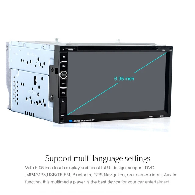 6.95" HD Car Stereo Bluetooth Radio 2Din CD DVD Player GPS Navigation Universal