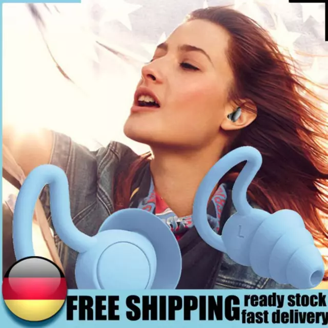 Silicone Ear Plugs Sound Insulation Anti Noise Sleeping Earplugs (Blue) DE