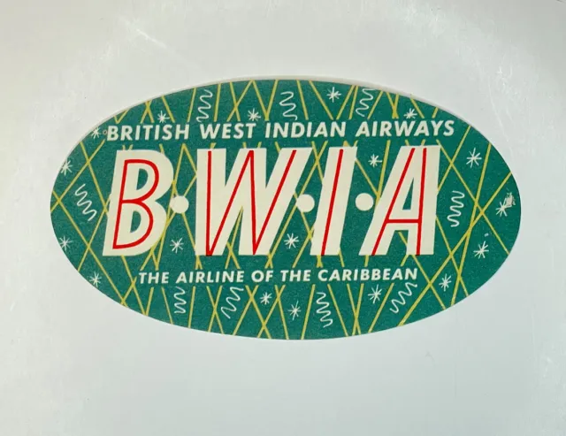 British West India Airways BWIA Airline Luggage Label Tag MINT UNUSED 1950's