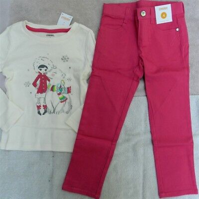 Denim Skinny Jeans Set Gymboree 2pc School Choice Pink or Lime Girl size 4 New