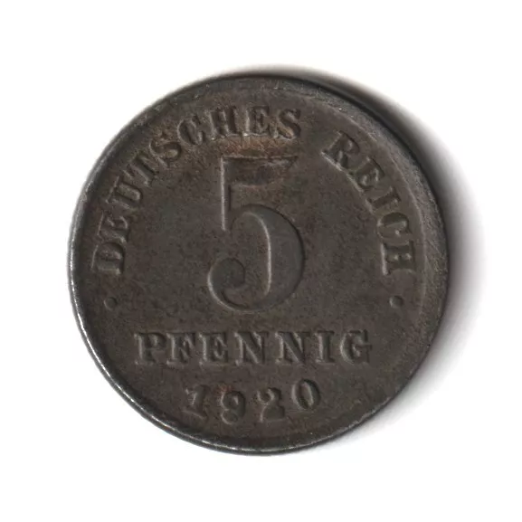FEHLPRÄGUNG - Stempelbruch 5 Pfennig 1920 D Eisen - SELTEN 2