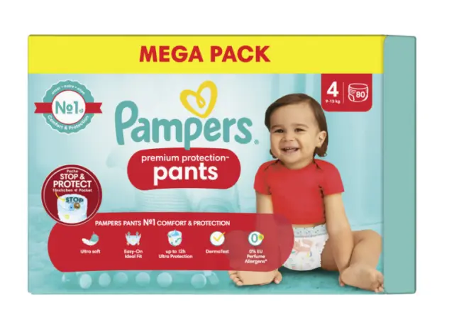 Pack 80 Couches PAMPERS Pants Premium protection Taille 4 9 à 15KG Culottes Bébé