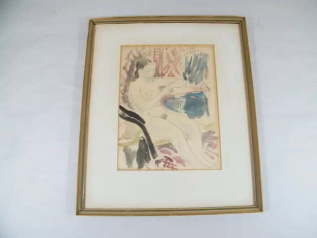 1968 Francis Mccarthy Pen And Watercolor Nude Woman Drawing 16 1/2" X 14"