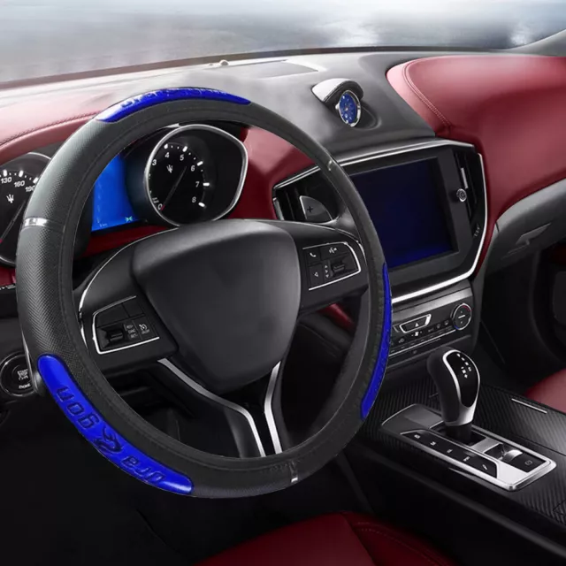 Car Steering Wheel Cover Leather Anti-slip Universal Auto Accessories Blue Black