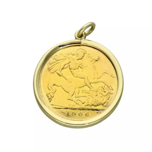 1906 Yellow Gold Half Sovereign Coin Pendant - 4.9g