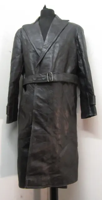 Vintage Leder Goth Trenchcoat Jacke Grösse L, 50Er Deutsch