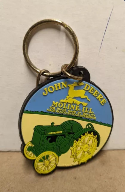 John Deere Rubber Key Chain 2.5 Inches Round