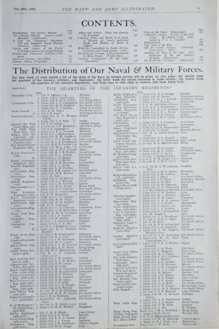 1899 Boer War Era Print Distribution Of Naval & Military Forces Infantry