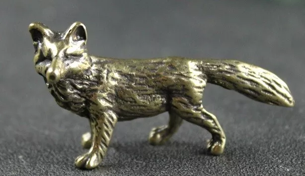 Solid Brass Fox Vintage Wolf Dog Antique Victorian Old Golden Lustre Wild Animal