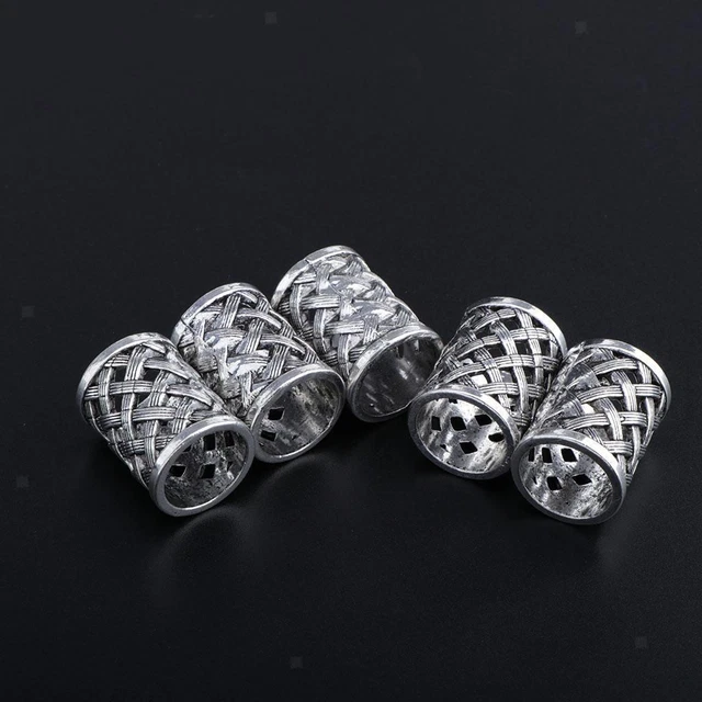Pack of 5 Bohemia Style Rune Beard Bead Set  Rings for Hair, Dreads & Beards
