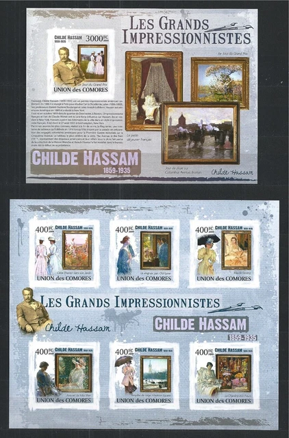 Komoren Komoren 2009 Mini Sheet Block Set Malerei Maler Childe Hassam Ungezähnt