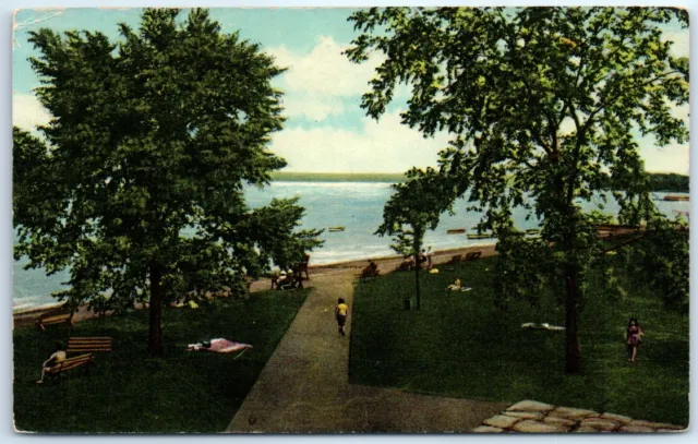 View Of Cayuga Lake And Bathing Beach From Pavilion, Cayuga Lake State Park,  NY