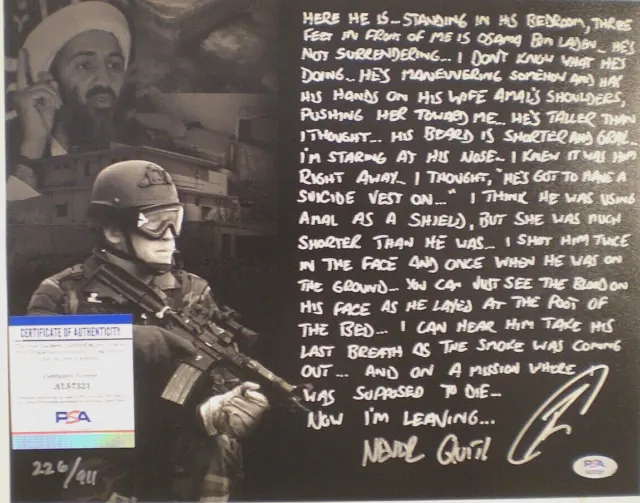 Robert O'neill Signed  Photo - Story Of The Killing Of Bin Laden Limited Ed--Psa