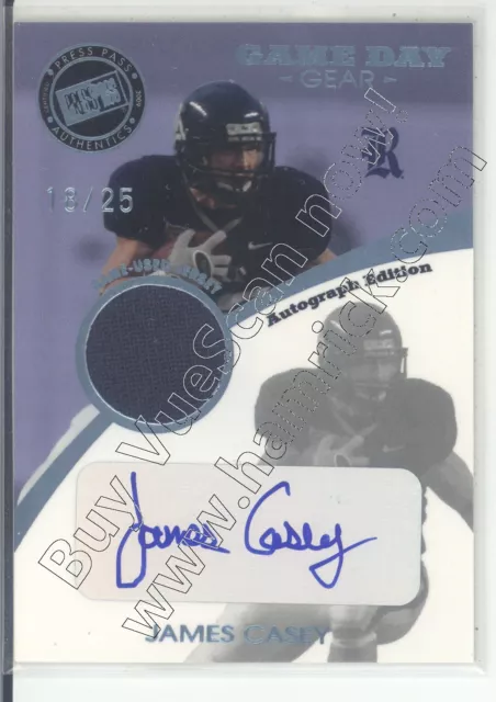james casey rookie rc draft auto autograph gu jersey patch rice owls college /25
