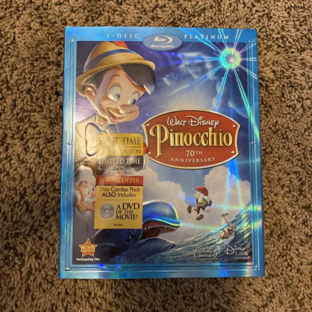 PINOCCHIO Walt Disney 70th Anniversary 2-Disc Platinum Edtion DVD/Blu-ray