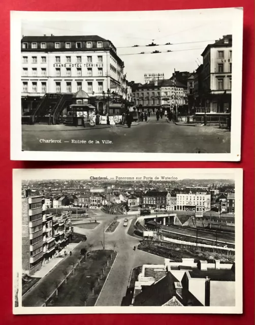 2 x AK CHARLEROI in Belgien um 1930 Entrée de la Ville und Panorama ( 88311