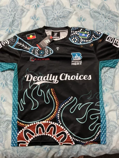 BBL Brisbane Heat Cricket DeadlyChoices Indigenous Mens Shirt Extra Small