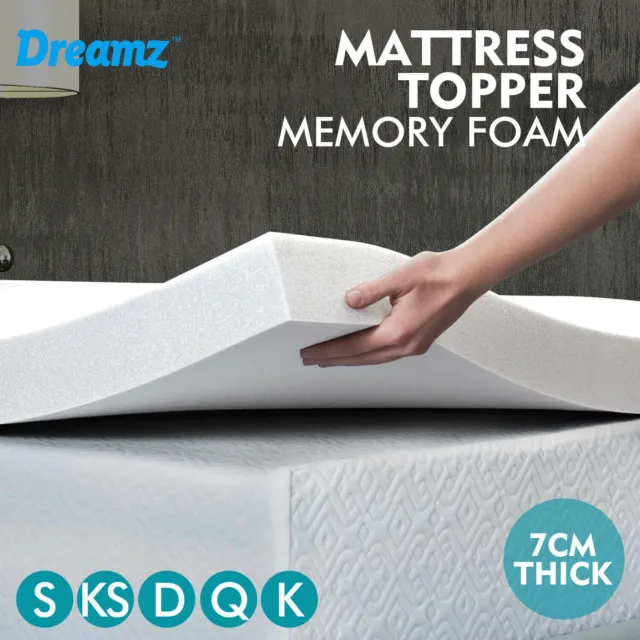 Dreamz Mattress Topper Memory Foam Toppers 7CM Underlay Mat Queen Double King