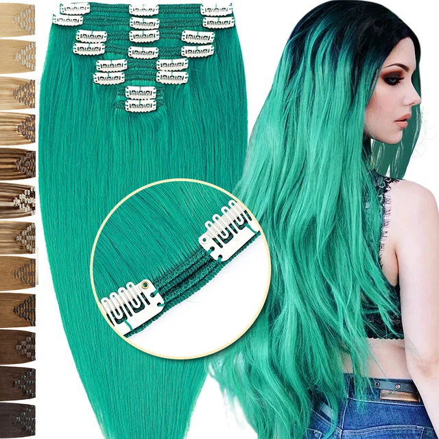 Thick Double Weft Clip in Hair Extensions 8pcs Russian Real Remy Human Hair 170g