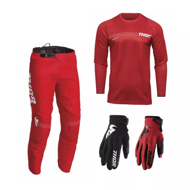 Motocross Set Thor Sector Minimal Kit MX Hose mit Shirt, Crosshose Jersey rot